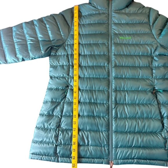 Marmot Women's Goose Down Jacket Quilted Puffer 800 Fill  Emerald Green XL - Picture 3 of 7